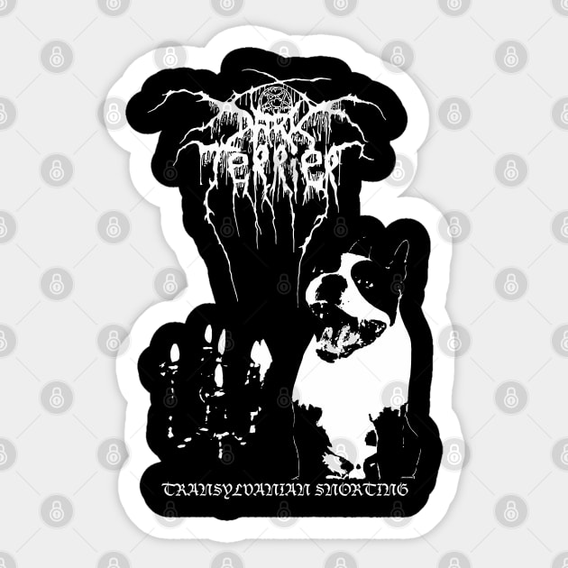 Dark Boston Terrier Throne / Black Metal Dog Design Sticker by darklordpug